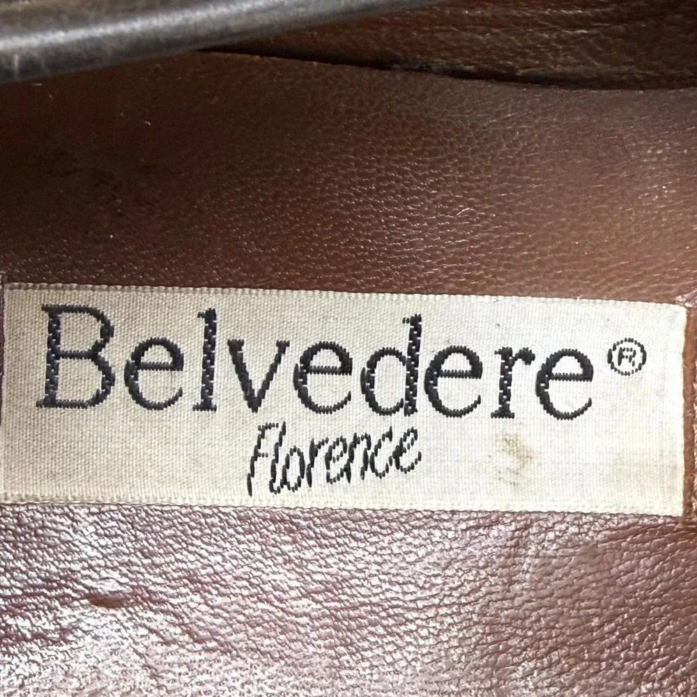 Belvedere Crocodile Woven Penny Loafers Mens 8.5 M Brown Black Slip On Modern